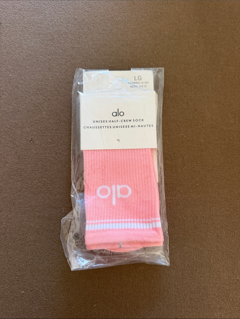 ALO Yoga Pink Ribbed Half-Crew Sock with White Logo